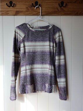 Lululemon Race Your Pace long sleeve in Osaka Stripe Heathered Black Grape 6